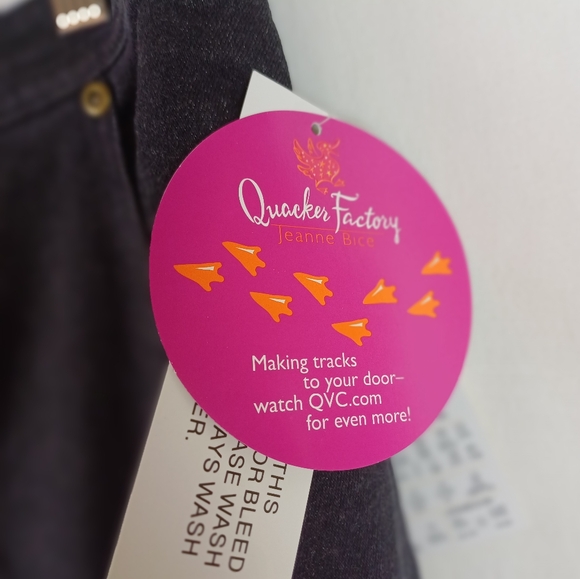 NWT Quacker Factory Jeans Elastic Waistband Large Black Patriotic Star A16585 - Picture 5 of 10